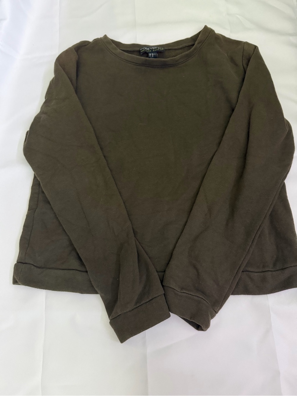 Forever 21 Olive Crewneck Sweater - Women's Long Sleeve Pullover